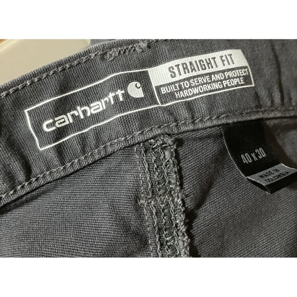 Carhartt Mens Straight Fit Pants 40x30 Blue Cotton Blend Durable Workwear - Picture 2 of 4